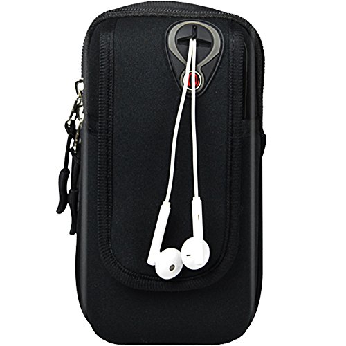 WATACHE Sports Arm Bag, Universal Unisex Armbands Exercise Workout Running Gym Armbands Phone Holder Pouch Case with Earphone Hole for iPhone, Samsung Galaxy and LG,#1Black