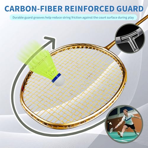 Image of Senston N80 Graphite Single Badminton Racquet Professional Carbon Fiber Badminton Racket, Carrying Bag Included Gold Color