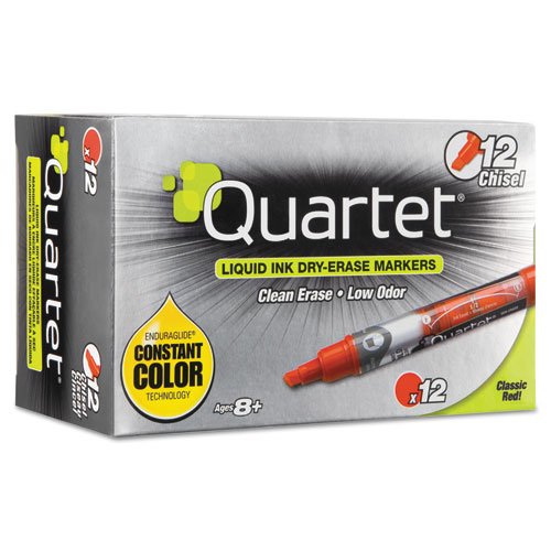 Quartet 50014M EnduraGlide Dry Erase Marker, Chisel Tip, Red, Dozen