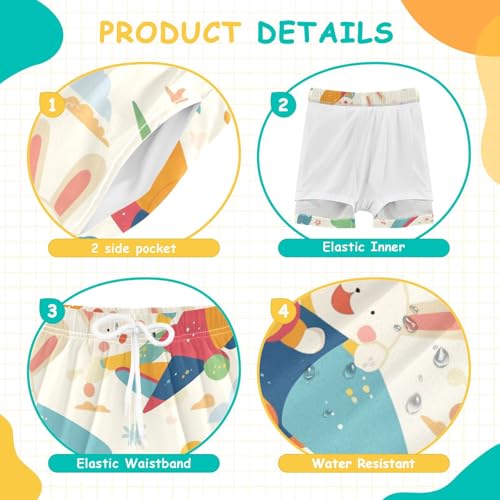 GuoChe Swimming Shorts for Boy Teens Lined Drawstring Inseam Bathing Suit Hamster Watercress Colorful4
