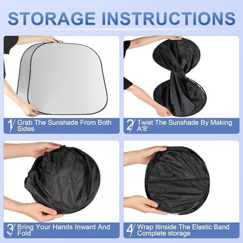 image for JUSTTOP Car Sun Shade Windshield 2-Piece Foldable Car Front Window Sun