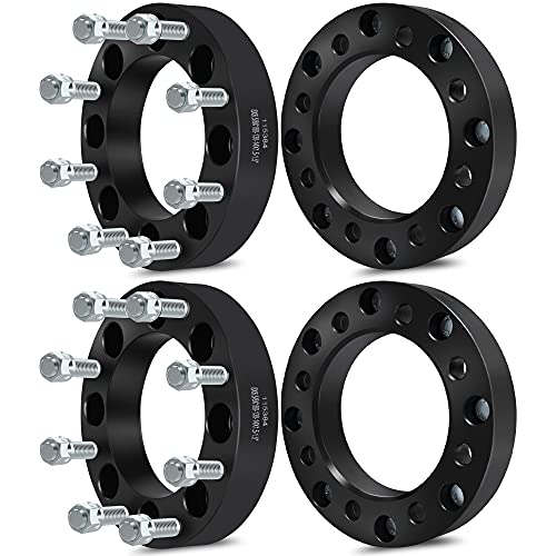SCITOO 4PCS 8x6.5 to 8x180 Wheel Adapters 1.5 inch 14x1.5 Studs fit for 2001-2010 for Silverado 2500HD 2001-2007 for Silverado 3500 Wheel Adapters Kit 8x165.1mm to 8x180mm 130mm Center Bore 8 Lug