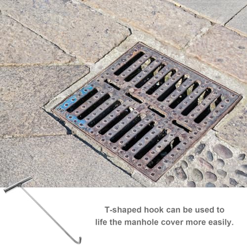 Cabilock Edelstahl Schachtdeckelhake, Hebehaken Schacht Haken Schachthaken Kanaldeckelhaken Kanalhaken für Kanaldeckel Rollladentüren 38cm