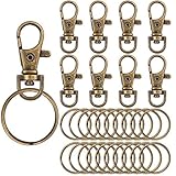 Jdesun 60 Piece Lobster Claw Clasps Findings Set - 30 Swivel Clasps & 30 Keychain Rings, Bronze Color