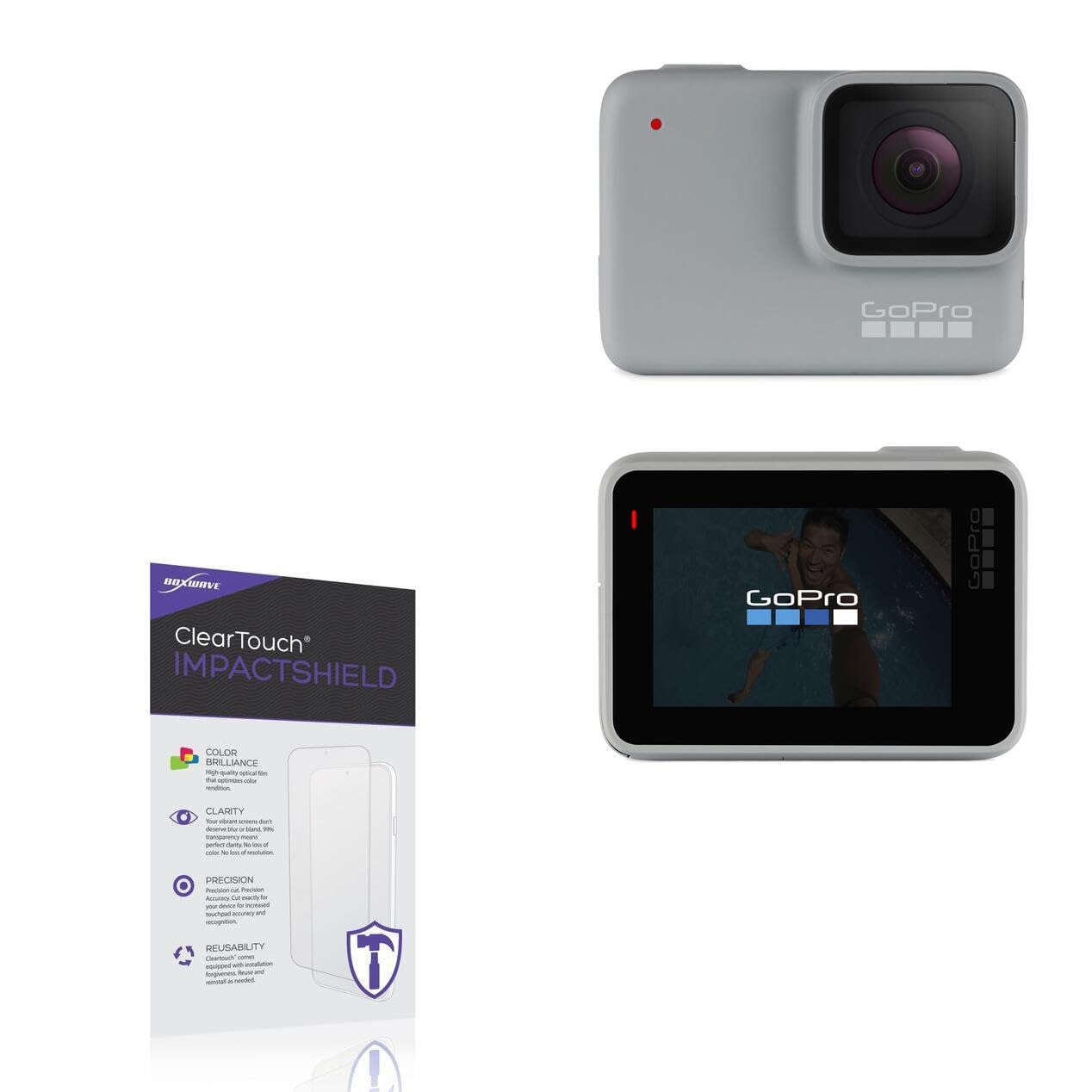 BoxWave Screen Protector Compatible With GoPro Hero 7 White - ClearTouch ImpactShield (2-Pack), Impenetrable Screen Protector Flexible Film