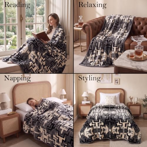 Image of BSB HOME Single Bed Mink Blanket, Velvet Like Soft Plush Fleece Blanket, Warm Lightweight AC Blanket for Winter,Ultra Soft Cozy Bed Blanket for Home & Travel,56 x 80 Inches(142 x 203 cm)-Charcoal Grey