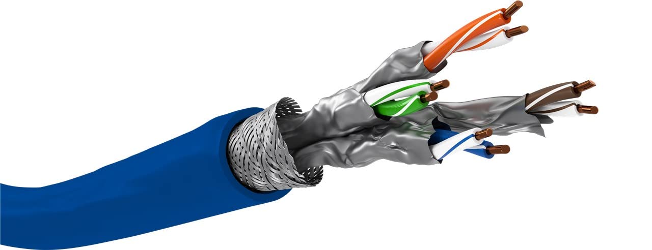 goobay Cable de red LAN CAT 7A 50 m, S/FTP, conductor de cobre AWG 22/1, LSZH, doble apantallado, compatible con PoE/PoE+, para redes domésticas y profesionales, 75715