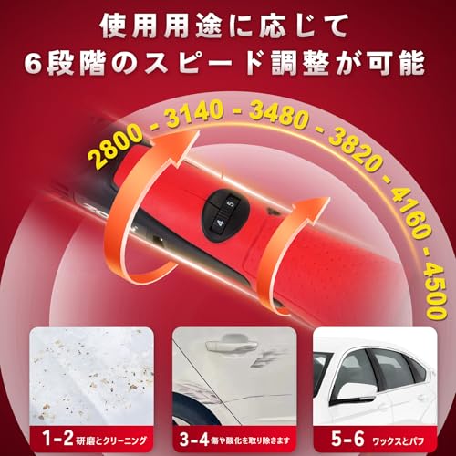 ZOTA DP2A-1 ミニポリッシャー コードレス 30mm/50mm ダブルアクション ポリッシャー 12V 2.0Ah の商品画像 7
