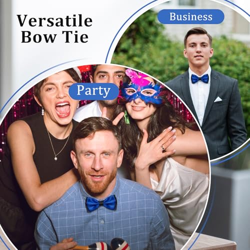 Image of LJBFNN Mens Bow Tie, Clip on Pre Tied Bow Ties for Men Solid Color Adjustable Tuxedo Bowties for Suit Wedding Graduation