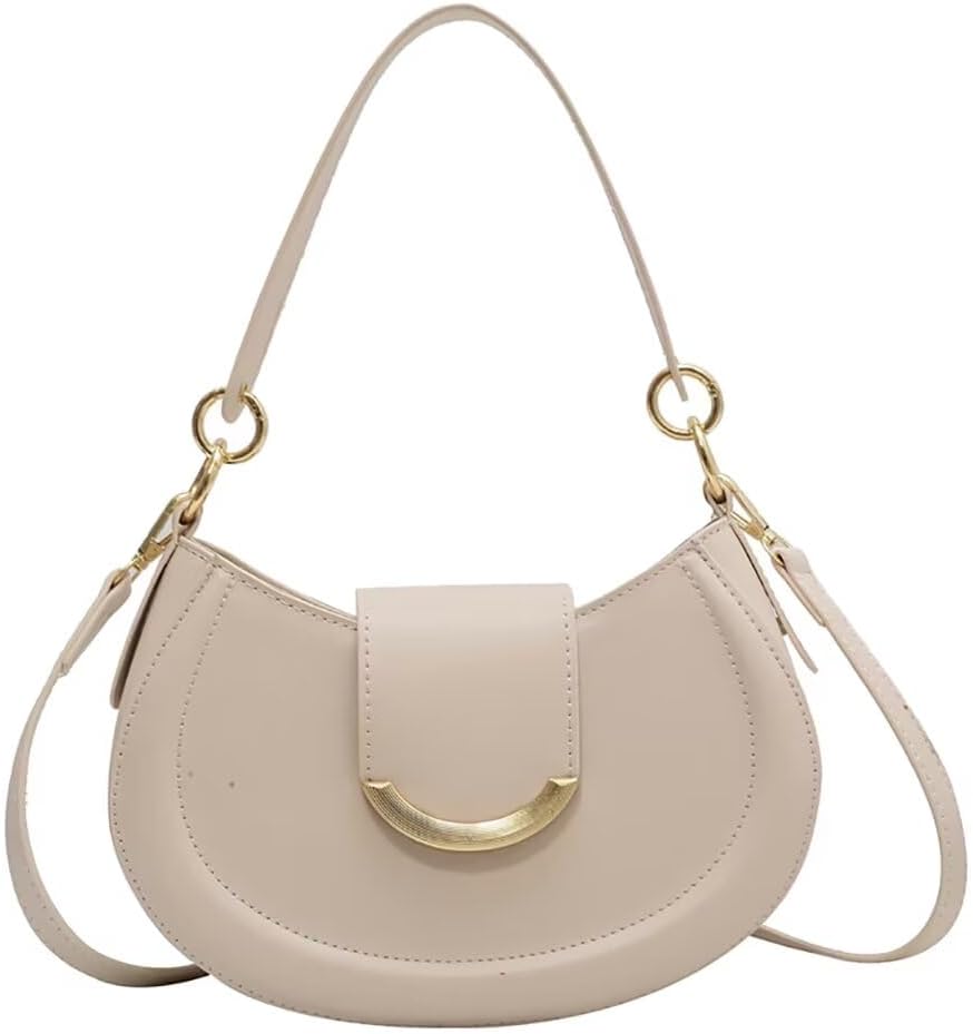 Womens Leather Shoulder Bag Designer Crossbody Purse Simple Crescent Bag Top Handle Satchel Purse Vintage Tote Bag