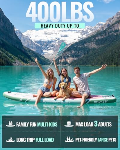 Image of 10'6''x33''Inflatable Stand Up Paddle Board, 400lbs Extra Wide Stand Up Paddleboard with Kayak Seat, Anti-Slip EVA Deck Premium SUP Accessories Kit, Non-Slip Stable Deck Boat
