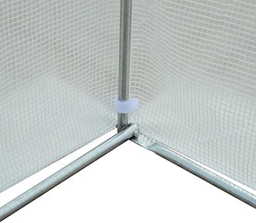 Outsunny Walk-In Polytunnel Greenhouse Warm House Garden Tunnel Shelter Plant Shed with Door and Windows, Galvanised Steel Frame, 4.5 x 3 x 2m, White