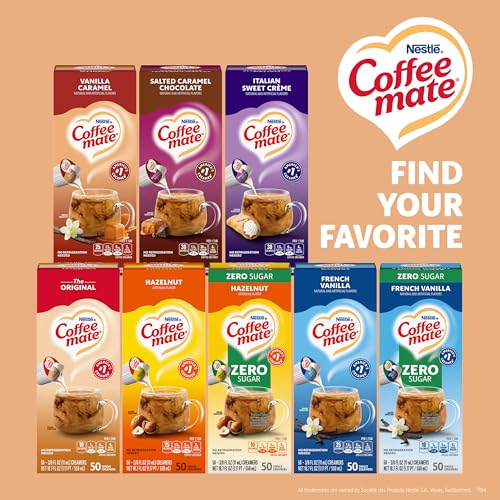 Image of Nestle Coffee mate Coffee Creamer, Vanilla Caramel, Liquid Creamer Singles, Non Dairy, No Refrigeration, 0.375 fl oz Tubs (Pack of 200)