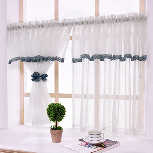 Yujiao Mao 1er-Pack ländliche weiße Scheibengardine Küchengardine Bistrogardine transparent Voile Kaffee Gardine, mit Tunnelzug, BxH 140x80cm Cover