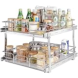 VEVOR 2 Tier 20'Wx21.2'Dx15.2'HPull Out Cabinet Organizer, Heavy Duty Slide Out Pantry Shelves, Steel Roll Out Drawers, Sliding Drawer Storage for Home, 21.5'Wx22.5'Dx19'H Install Size for Cabinet