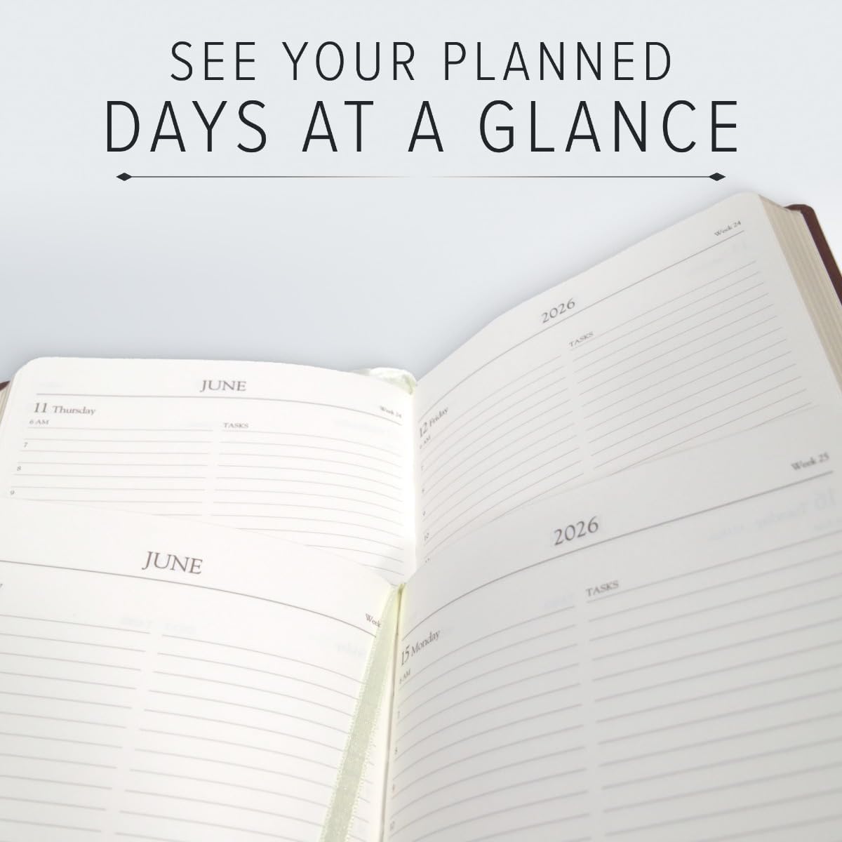 Gallery Leather Daily Planner 2026, Elegantly Bound Daily Calendar Planner and Notebook with Stylish Gold-Gilded Page Edges, 12 Months - Acadia Navy - 8 x 5.5 ”