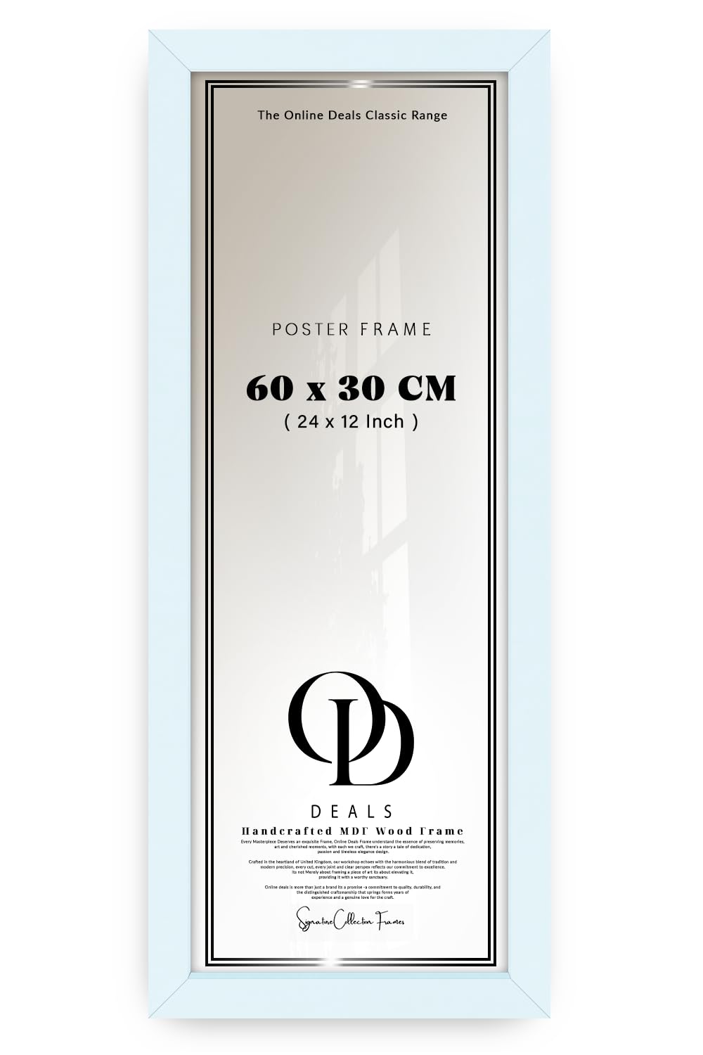 Od Deals White 60X30cm (600X300mm) Premium Poster Frame | Engineered Mdf Wood | Flat Style | Shatterproof Acrylic Front | Wall Mounted Portrait & Landscape Display |