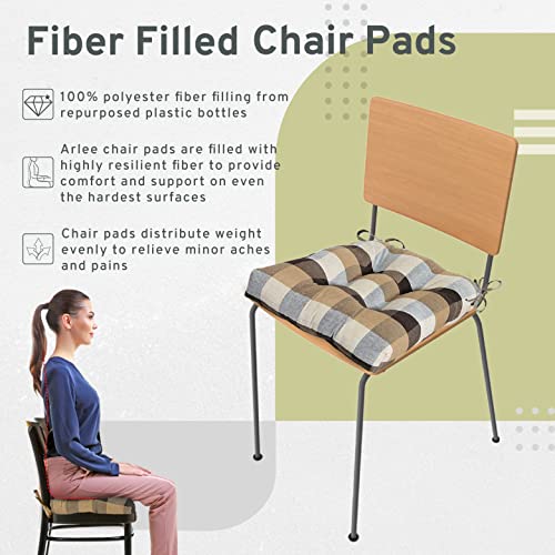 Arlee Home Fashions – Fiber Filled Premium Chair Pads - Chair Pads With Tiebacks –17.25” L X 16” W – Cholocate - Set Of 4 #TOP2