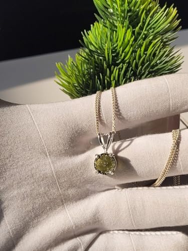 Rough Moldavite Pendant Necklace, Solid 925 Sterling Silver Minimalist Pendant, Certifed Moldavite From Czech Republic, Gift For Her4