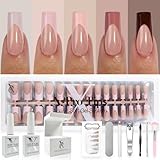 SXC Cosmetics French Tip Press On Nails - Skin Tone Nude and Color Series, Medium Square X-Pro Tips Starter Kit ST117KIT