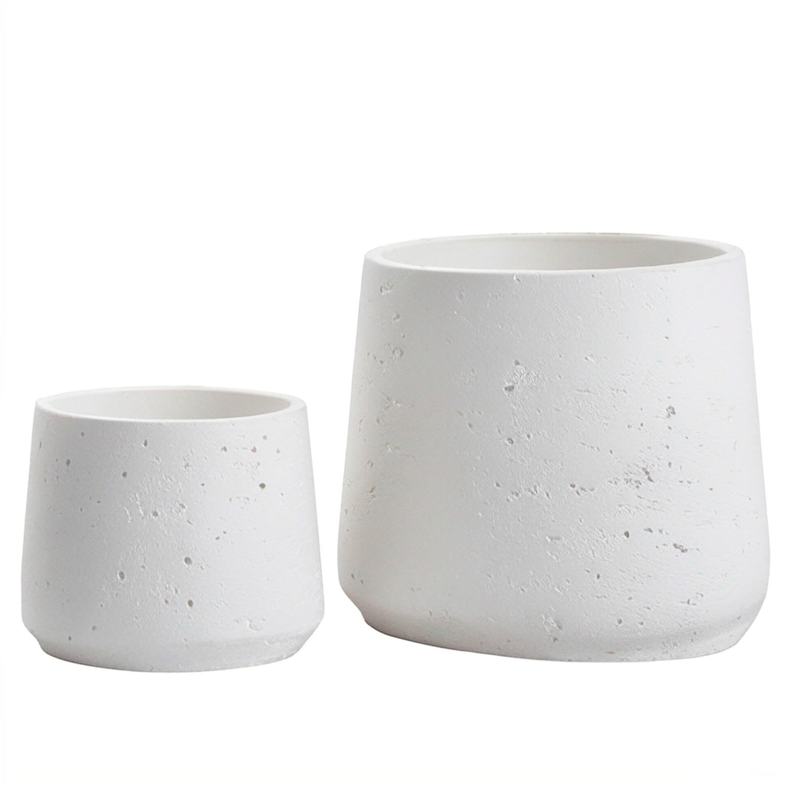Olly & Rose Copenhagen Copenhagen Matt White Ceramic Plant Pot Set of 2 - Ceramic Cement Planters for Indoor & Outdoors - Textured Effect โ image 1