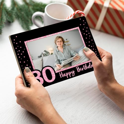 Image of 80th Birthday Picture Frame, 80th Birthday Gifts for Women Friend, 80 Years Old Gifts for Grandma Mom Wife Pink Glitter Mothers Day Picture Frames Fits 4 x 6 Photo /Pink - Yi04