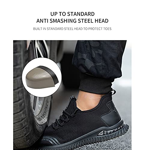 fayengan Safety Work Shoes Steel Toe Sneaker for Men Women Lightweight Breathable Slip Resistant Outdoor Protection Footwear Indestructible Shoe (Color : Red, Size : 8US)2