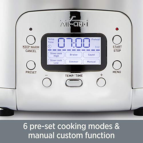 All-Clad 10942226833 5 Quart 7-In-1 Electric Slow Cooker With Stainless Steel And Cast Iron, 1200W - Black Enamel Crock thumb #1