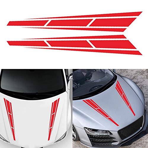 JURUOXIN New Coming Product Car Racing Stripes Black Vinyl Truck Hood Decal Front Stickers 4.5 ” x 31.5 (Red)