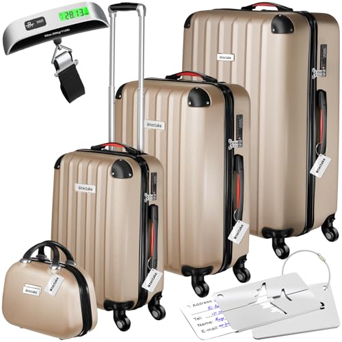 tectake® Set de Valise de Voyage 4 Tailles Valise Grande Taille Valise Cabine Petite Valise Sacs de Voyage Valise Maternité ABS avec roulettes Pivotantes...