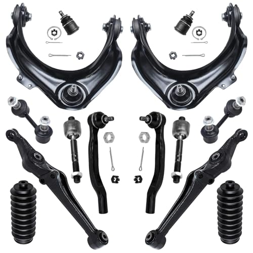 Image of Detroit Axle - Front 14pc Suspension Kit for 98-02 Honda Accord, 01-03 Acura CL, 99-03 TL, 4 Lower & Upper Control Arms 2 Lower Ball Joints 2 Sway Bars 4 Tie Rods 2 Boots Replacement