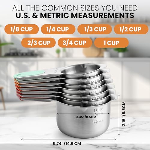 Image of Spring Chef Magnetic Stainless Steel Measuring Cups Set of 7, Desert Sunset