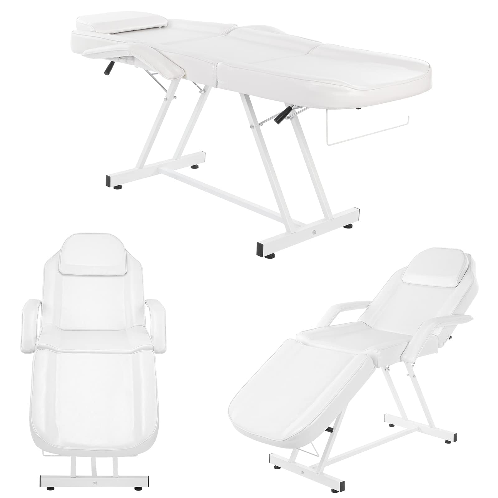Bonnlo Tavolo da massaggio pieghevole professionale, lettino estetista, tavolo estetico professionale, sedia da letto facciale multiuso per salone di bellezza spa parrucchiere, bianco