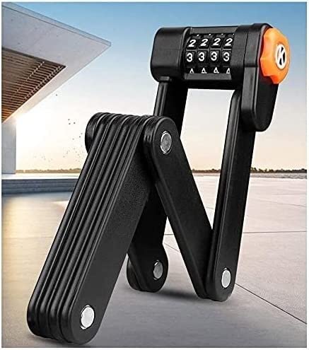 Candado con código para Bicicleta, candado Plegable portátil para Bicicleta de montaña, candado con bisagras, antirrobo, para Bicicletas eléctricas (Negro)