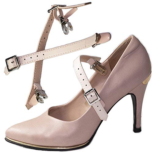 Detachable Reusable ShooStraps/Belts Loose Heels & Flats Shoe Holders (Double Clip Beige) - Thumbnail 2