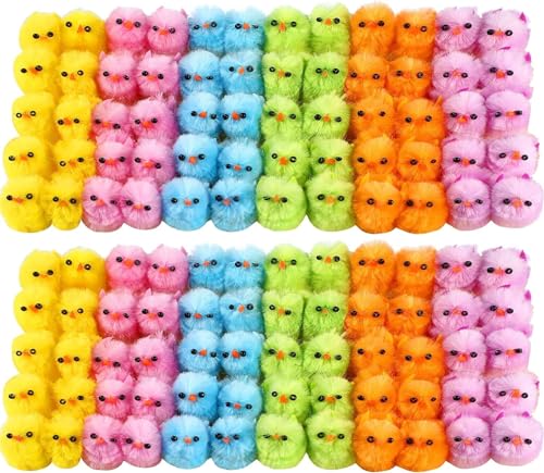 REDSTAR 60pc Coloured Fluffy Chicks - Small Fluffy Easter Chicks Easter Decorations 6 Colours Included - Baby Chicken Decorations for Kids Bonnet Making Activities Egg Hunt Fillers Arts and Crafts