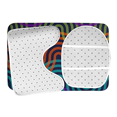 DIRYKILP Badematte + Konturmatte + Toilettendeckelbezug, überlappende gewellte Linien 3 Stück Badematte Set, mit rutschfester Klebeunterseite – Bild 7