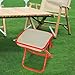 FytStycale Camping Stool Folding Chair Heavy Duty Compact Foldable Outdoor Footstool Folding Stool for Backpacking Barbecue Traveling, Khaki Red