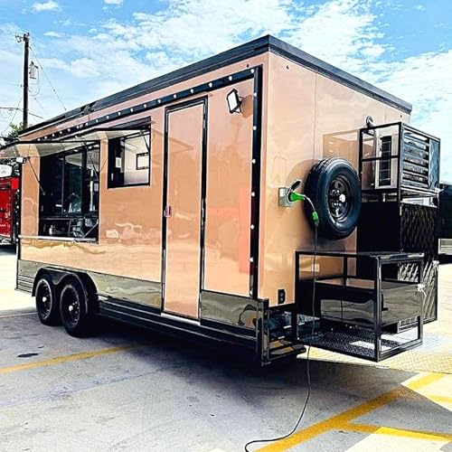Fully Equipped Food Trailer, Commercial Mobile Food Truck Trailer with Full Kitchen, Food Vending Concession Cart for Hot Dog, Burger, Coffee, BBQ, Catering Business Events