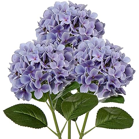 DILATATA Faux Hydrangea Large Artificial Purple Hydrangea Flowers 26" Real Touch Hydrangea Flowers Lifelike Silk Hydrangea Stems for Wedding Party Garden Home Decor-3pcs Cover