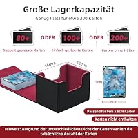 Tolesum Card Deck Box for MTG, Gathering Kartenbox für 100+ Karten, PU Leder Starkes Magnetic Sammelkarten Box Kompatibel Magic Commander TCG Karten (Horizontal-Schwarz&Rot) – Ansicht 2