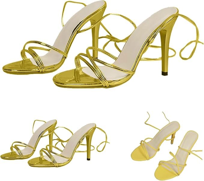 High Heels Damen Wrap Around Riemchen Pumps Stiletto Offene Zehen Sandalen...