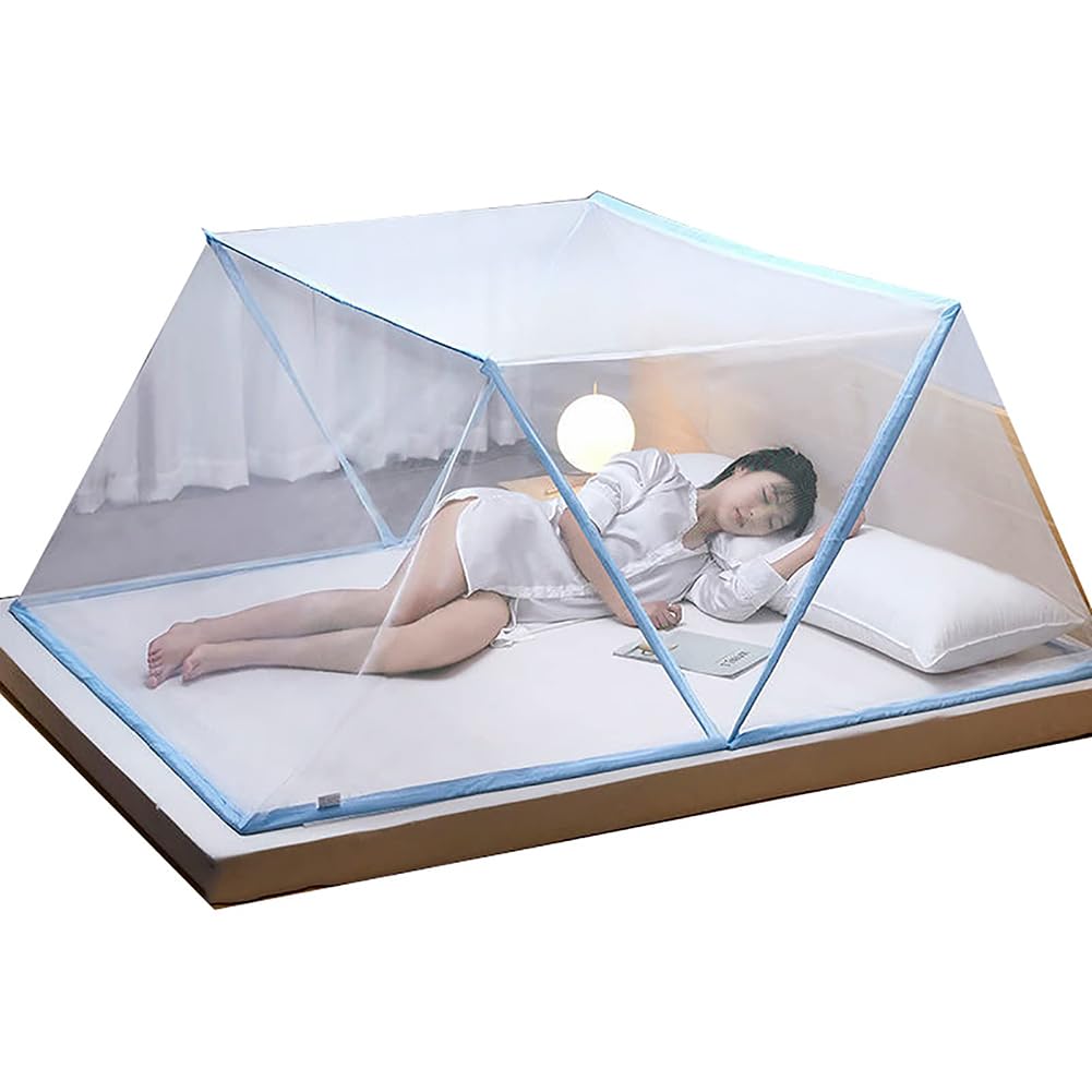 Moustiquaire Pliable Lit 2 Places, Portable de Voyage Moustiquaire, Camping Mosquito Rideau, Installation Facile, Maille Fine, pour Chambre à Coucher, Camping, 190 x 160 x 80 cm