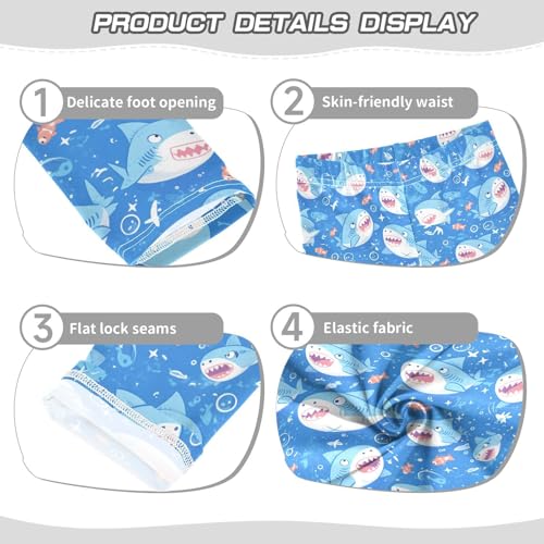KLL Shark Water Blue Pattern Toddler Girls' Active Leggings Stretchy High Waisted Lounge Pants Gym3