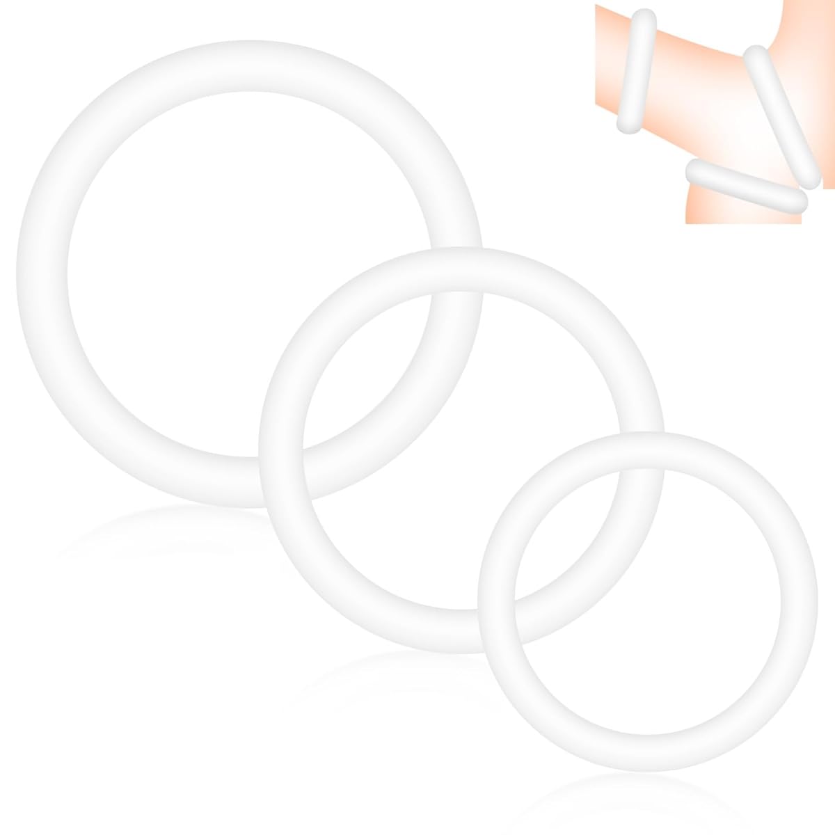 Soxeeh ペニスリング コックリング 3点セット リング シリコン製 直径3/3.6/4.3cm 高弾力 通気性 脱落防止 男性用 巻き込み防止 大人のおもちゃ（白）