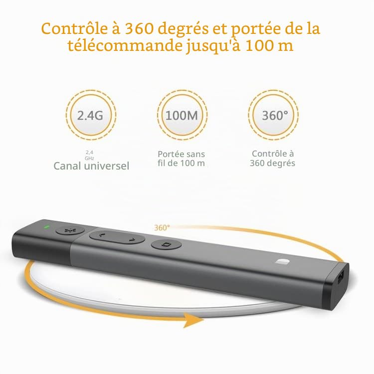 High-Tech Place Doosl DSIT032 2.4GHz Wireless Presenter PowerPoint Représentation du clicker Télécommande Pointeur Laser Vert, Distance de contrôle: 100m