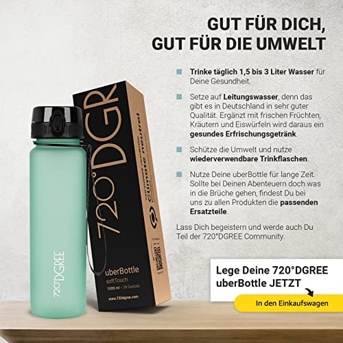 Image of 720DGREE UberBottle 1.5 L + Fruit Sieve Soft Touch BPA-Free Leak-Proof Water Bottle XL Water Bottle Ideal for Sports, Gym, Hiking, Camping, University, Yoga, Work