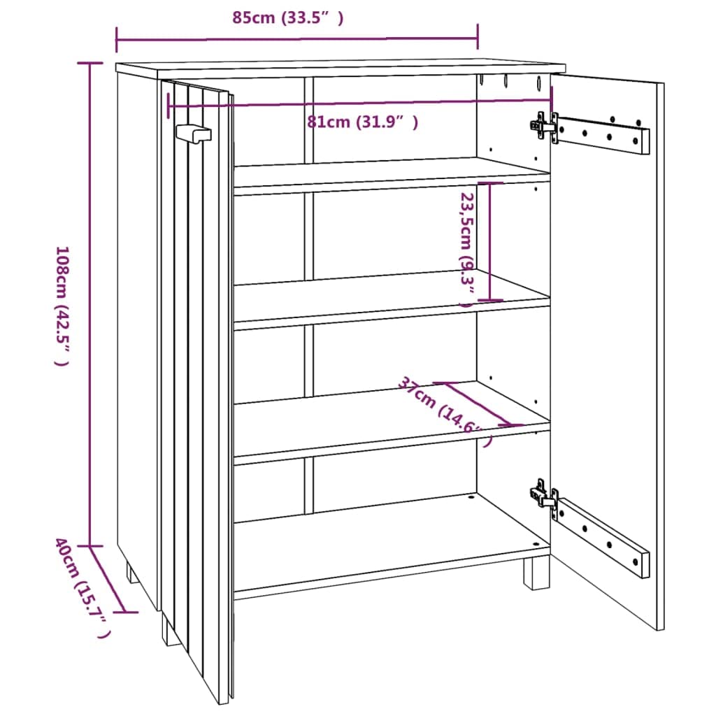 Szafka na buty Hamar miodowo-brązowa 85 x 40 x 108 cm, lite drewno sosnowe, 3 półki, wytrzymały organizer na buty przy wejściu, wysokie rozwiązanie do przechowywania