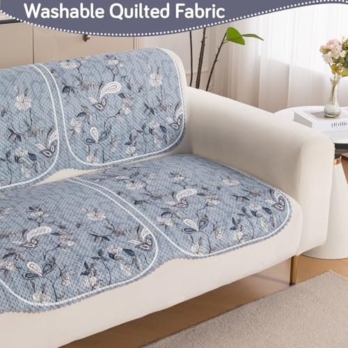 Image of HOKIPO HeavenHue Sofa Cover 2 Seater for Seat & Back, Frosted Petals
