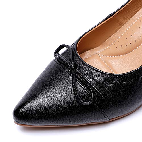 Image of Mona flying Women's Leather Elegant Bowknot Pointed Toe Dress Pumps Heels